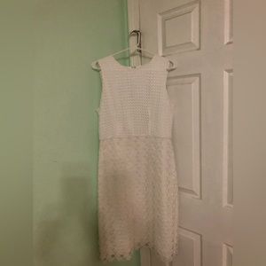 Ann Taylor White Eyelet Sleeveless Dress Size 10P